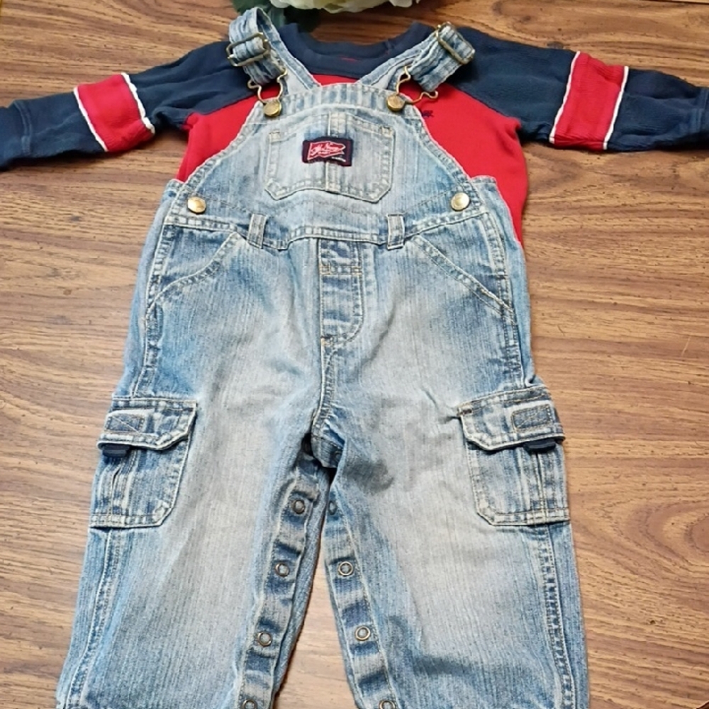 💙 Kids Vintage Old Navy 18-24 Months Denim Overalls & Shirt